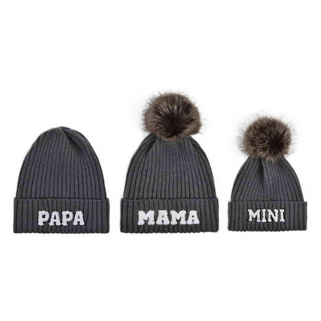 SUNSIOM Family Matching Beanie Hat, Soft Warm Embroidery Letters Winter Cap for Casual Daily