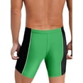 thumbnail image 4 of dPois Men's Elastic Waistband Color Block Shorts Cycling Swimming Running Compression Shorts Green Black L, 4 of 5