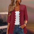 thumbnail image 2 of Wang6 Cardigan Sweaters for Women Causal Open Front Long Sleeve Lightweight Knit Sweater Trendy Fall V Neck Lace Knitted Tops Outerwear RD3 S, 2 of 6