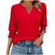 thumbnail image 3 of Tops de manga larga,Blusa informal de manga larga para mujer, puños fruncidos de poliéster, túnica de moda para uso diario, sopatenor, 3 of 9