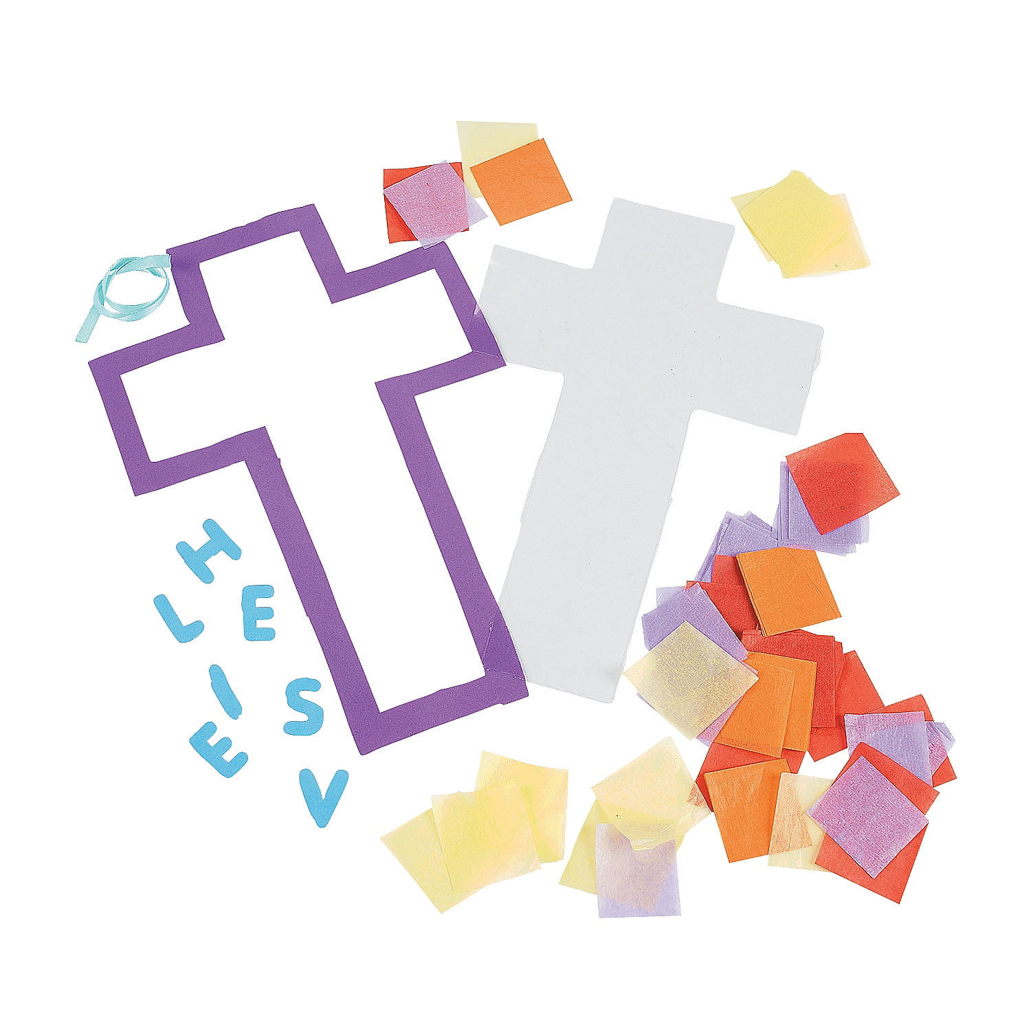 Fun Express "He Lives" Acetate Cross Hanging Decor Craft Kit, 12 Pieces