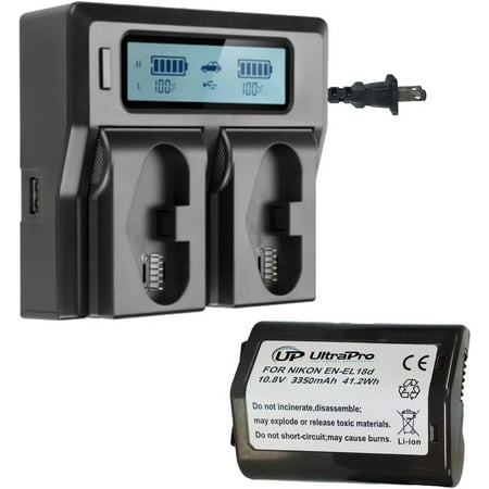Image of UltraPro EN-EL18 EN-EL18a EN-EL18b EN-EL18c EN-EL18d High-Capacity Replacement Battery with Rapid Dual Charger for Select Nikon Digital Cameras