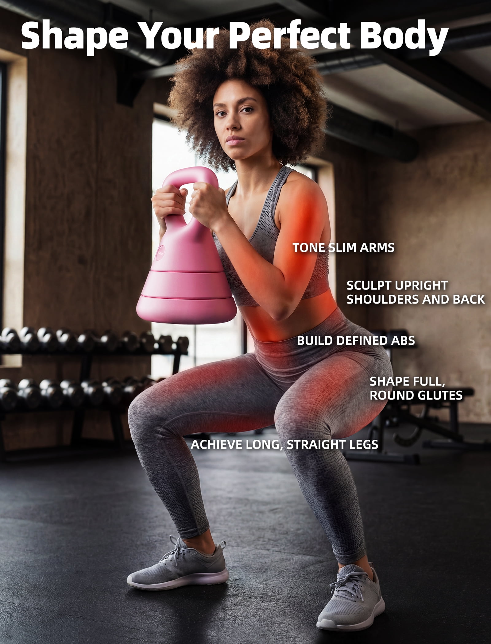 Adjustable Kettlebell, 5lb 9lb 15lb Kettlebell Weights Set, Ergonomic Design & Wide-Handle for Home Gym, Full-Body Workouts Strength Training and Weight Loss, Good for Men Women & Beginners (Pink)