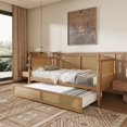 thumbnail image 1 of Velmero Traditional Style Rattan Twin Size Daybed Frame with Twin Size Trundle for Limited Space, Guest Room, No Box Spring Needed,Walnut, 1 of 16