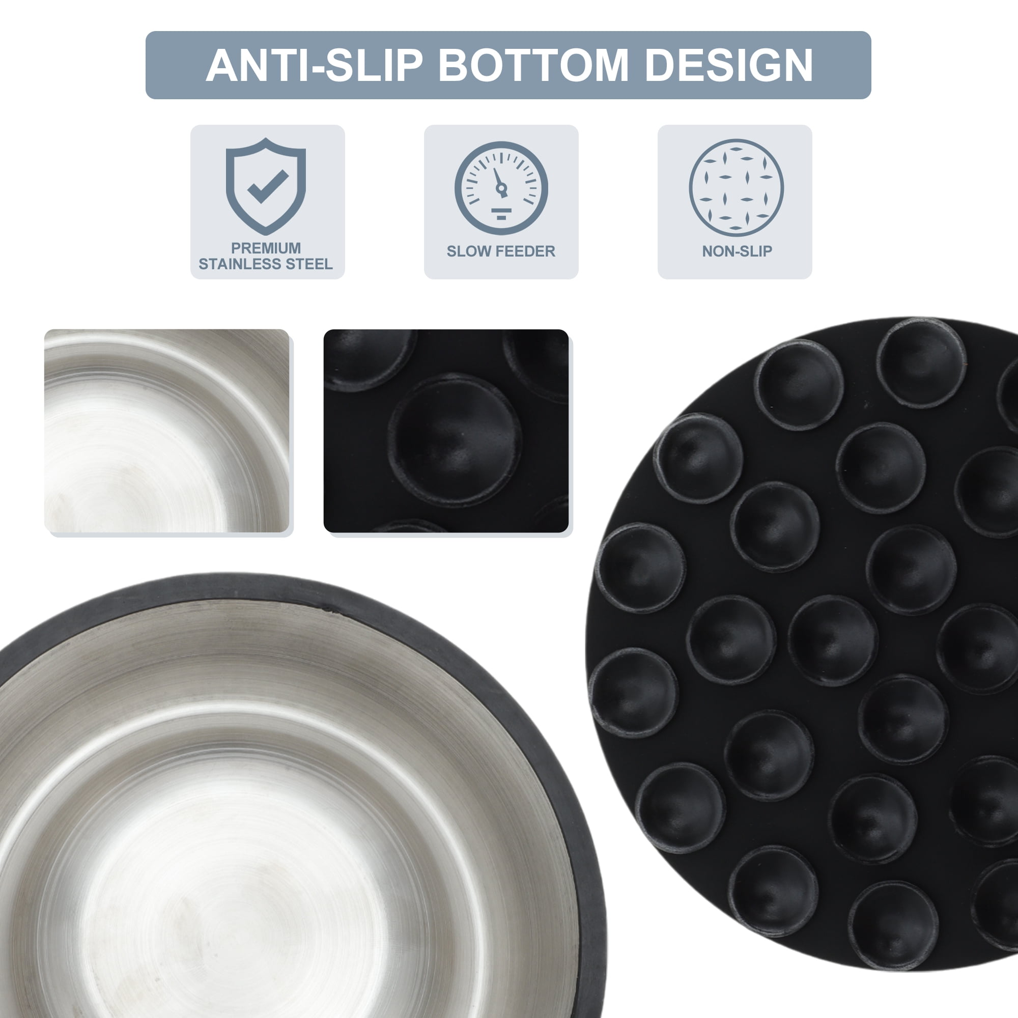 Unique Bargains Slow Feeder Dog Bowls Stainless Steel Black