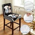 thumbnail image 4 of Chef Gnomes Bar Stool Cover Set of 6, Rustic Black White Paid Dessert Cake Cook Stretch Bar Chair Cover, Removable Washable Pub Counter Stool Chair Slipcover for Kitchen Dining Room Pub Cafe, 4 of 9