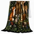 thumbnail image 2 of Woodland Animal Friends Forest Scene, Peaceful Woodland Scene, Warm Flannel Blanket for Living Room and Reading Nook, Wildlife Lovers Friendship Gift, Artistic Home Decor, 2 of 9