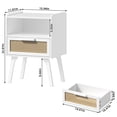thumbnail image 2 of LELELINKY 2pc Rattan Nightstand with Charging Station, Boho Bedside Table with Drawer and Open Shelf, Solid Wood Legs, White New, 2 of 7