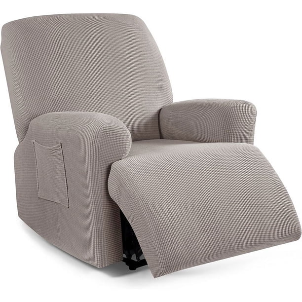 Nvzi Funda de sofá elástica de jacquard, funda de sofá de forro polar, funda de sillón reclinable para sala de estar, fácil de instalar, lavable, protector de sofá para 1 asiento (caqui)