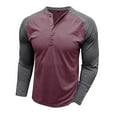 thumbnail image 6 of ZCFZJW Raglan Long Sleeve Polo Shirts for Men Lightweight Casual Patchwork Button Crewneck Pullover Sweatshirts Slim Fit Basic Workout Tees Shirt Dark Red L, 6 of 6