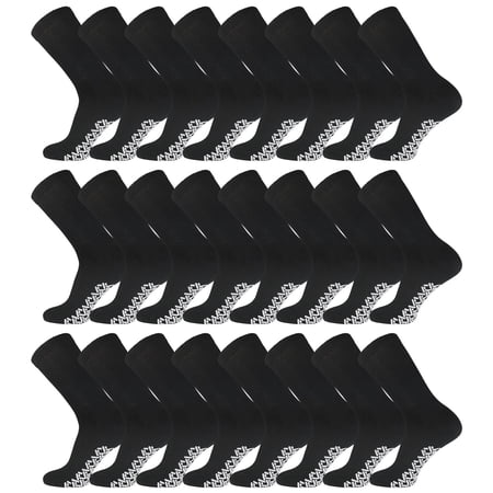 60 Pairs of Non-Skid Diabetic Crew Cotton Socks with Non Binding Top, Brooklyn Socks Health Collection, Wholesale Bulk Value Pack (Black, Fit Men's Shoe Size 10-12)