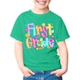 thumbnail image 3 of First Grade Girls T Shirts Letter Print Short Sleeve Back to School Shirt Crewneck Kids Clothes 3-14 Years, 3 of 7