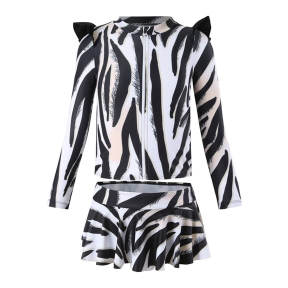 FUZHIQ Girls One Piece Long Sleeve Swimsuits Bathing Suit Summer Beach Kids Sport,3-4 Years