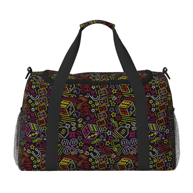 Easygdp Casino Icons Bolsa de Gimnasio, Bolsa de Viaje Duffel, Bolsa de Fin de Semana con Compartimentos, Bolsa de Mano para Noche
