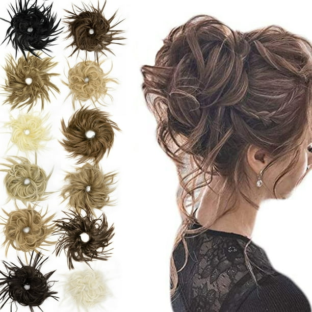 SAYFUT Hair Bun Extensions Wavy Curly Messy Hair Extensions Donut