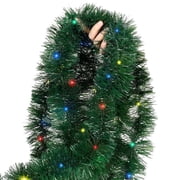 25Ft Prelit Christmas Garland with 100 Colorful String Lights, Artificial Xmas Garland, Suitable for Indoor or Outdoor Decorations