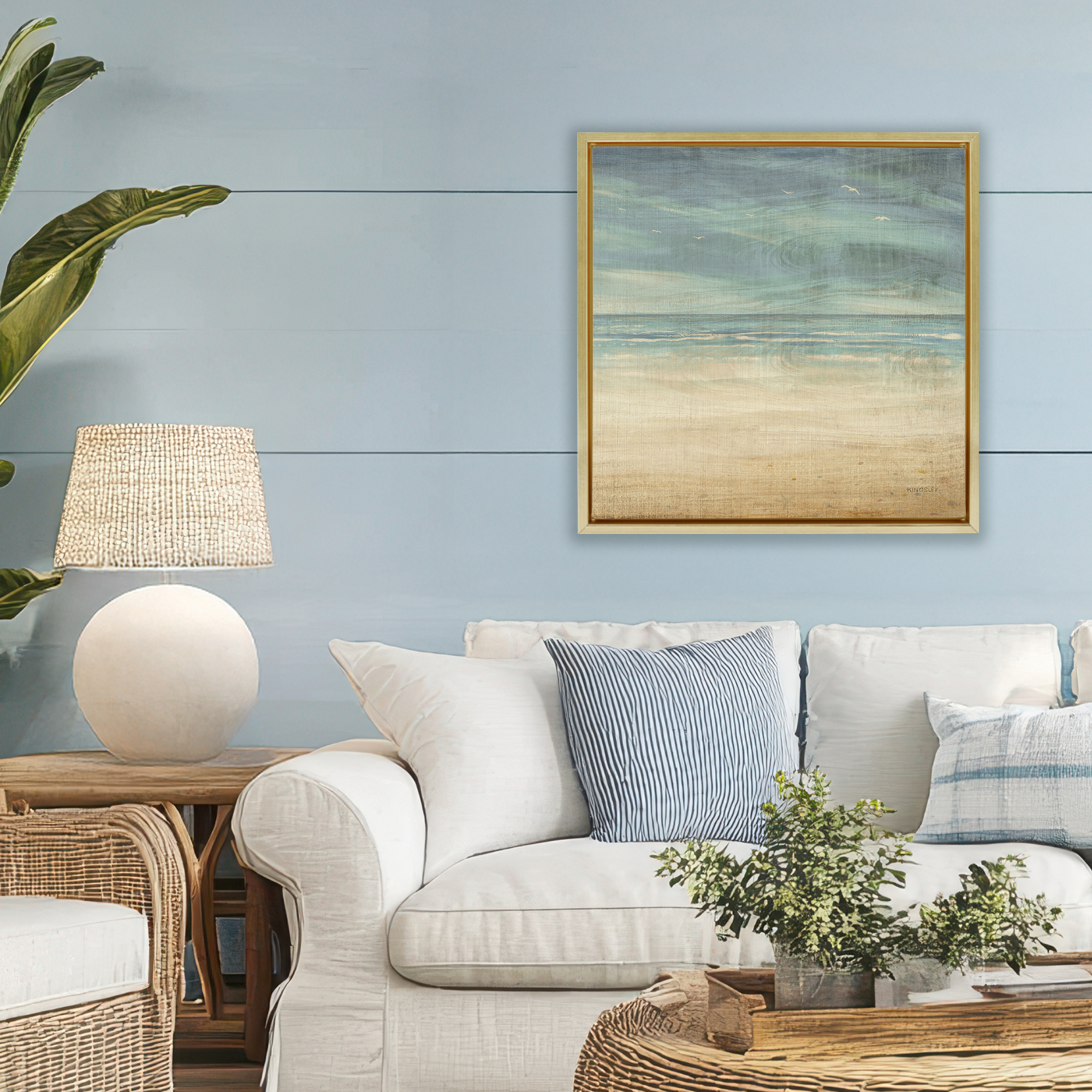 Stupell Industries Moody Coastal Days Gold Framed Floater Canvas Wall Art, design by Dan Meneely