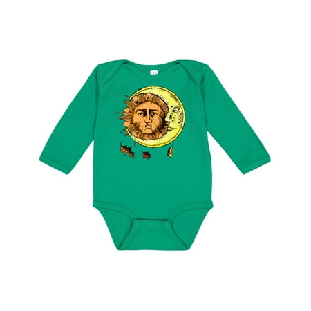 

Inktastic Autumnal Equinox Sun and Moon Woodcut with Leaves Gift Baby Boy or Baby Girl Long Sleeve Bodysuit