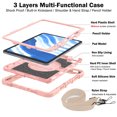 thumbnail image 2 of ELEHOLD Rugged Case for iPad Air 11 inch 2024/iPad Air 4th 5th Gen 3-Layer Hybrid Muti-Functional Case with 360° Rotating Kickstand Handstrap Crossbody Shoulder Strap Shockproof Case, Rosegold, 2 of 7