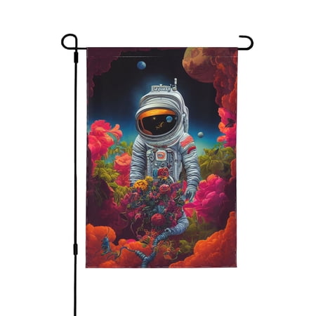 XMXY Astronaut Universe Garden Flags Double Sided,Farmhouse Holiday Yard Outdoor Sign Decor Flag, 12.5"x18" inch