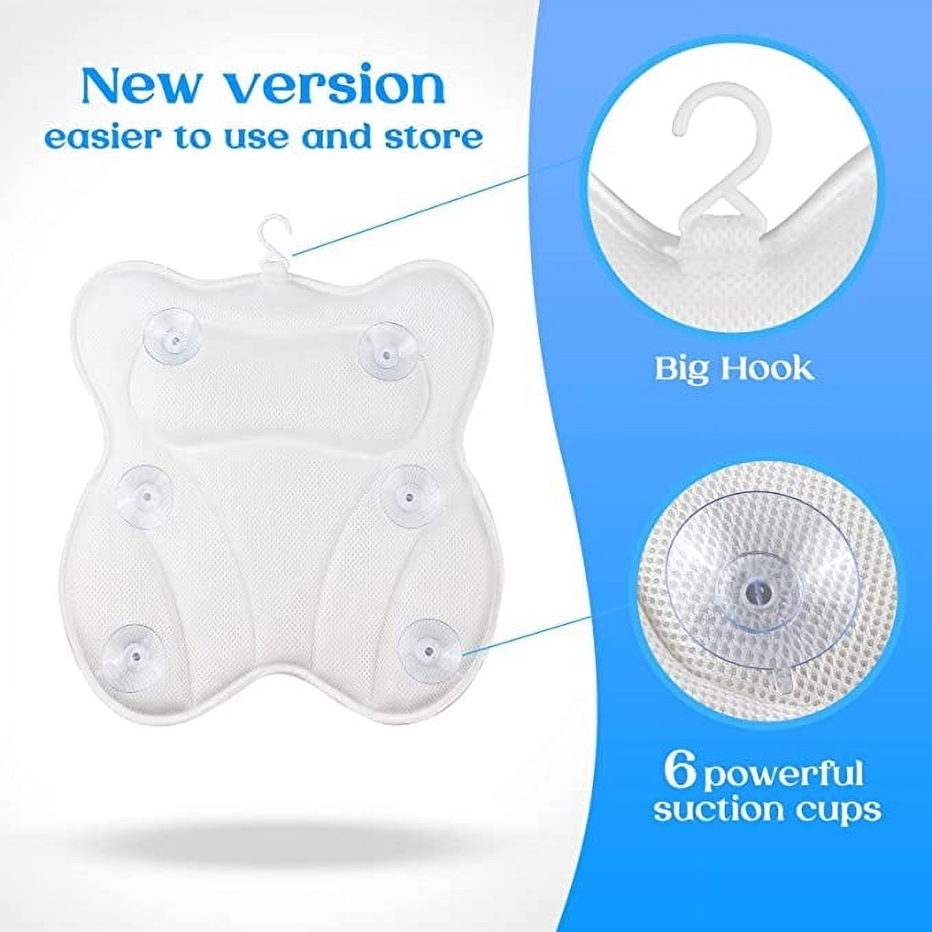 Non-slip Bath Pillow For Head, Neck, And Back Support - 4d Air Mesh Soft Tub  Pillow With 6 Suction Cups - Perfect For Spa Cushion And Tub Use - White -  Temu