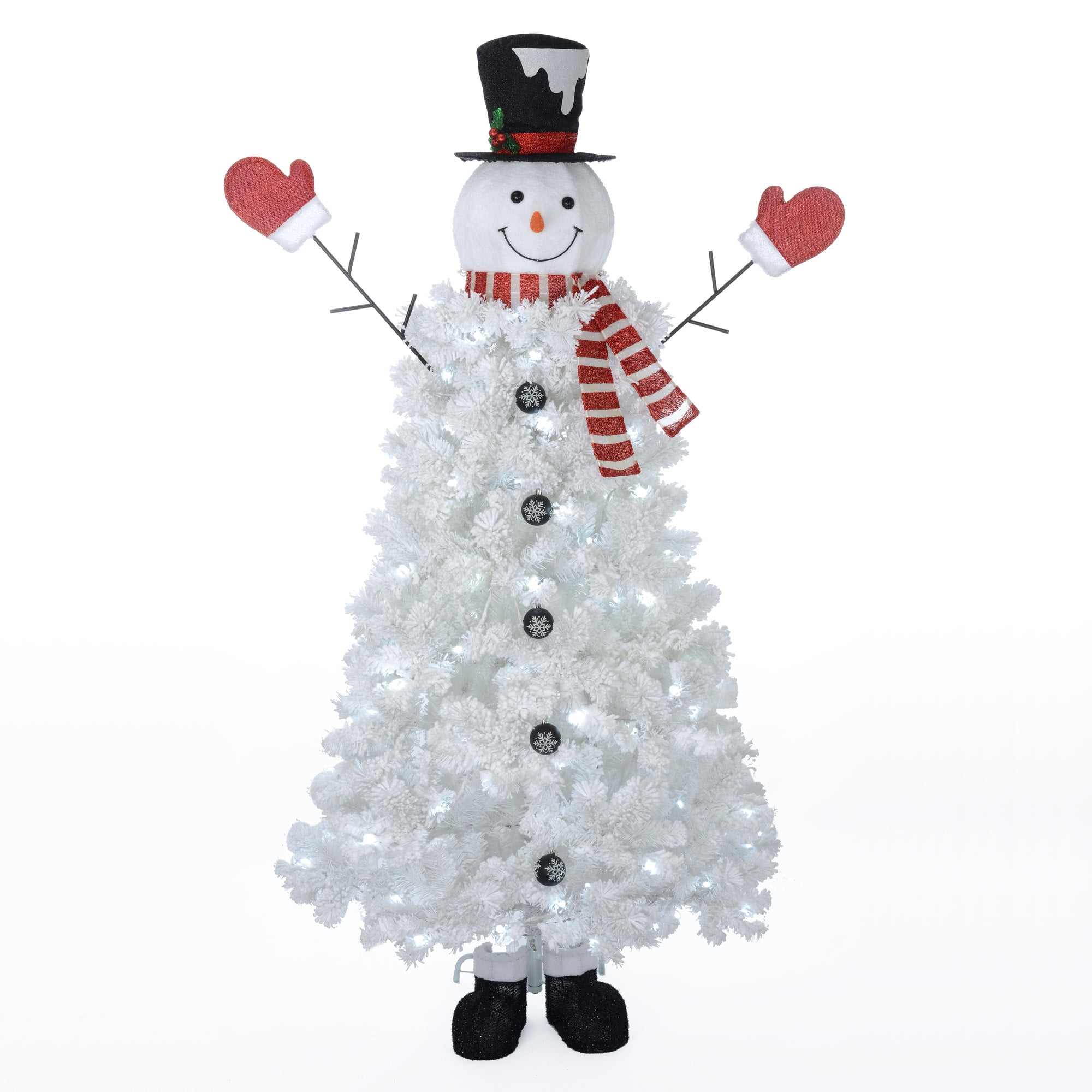 Holiday Time Snowman Christmas Tree with Cool White Lights 6 5 