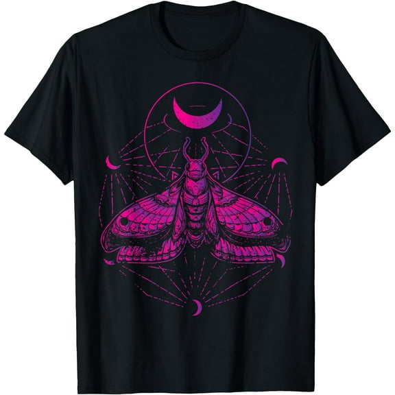 Goth Moth And Crescent Moon Unisex T-Shirt for Men Women Kids Toddler