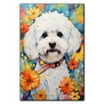 thumbnail image 3 of Thuan Bichon Frise Dog Flower Art Print Canvas, Wall art Painting Decor, Puppy Pop Art Home Decor Artwork For Bedroom Living Room Bathroom Decor, Puppies Colorful Photo, 3 of 6