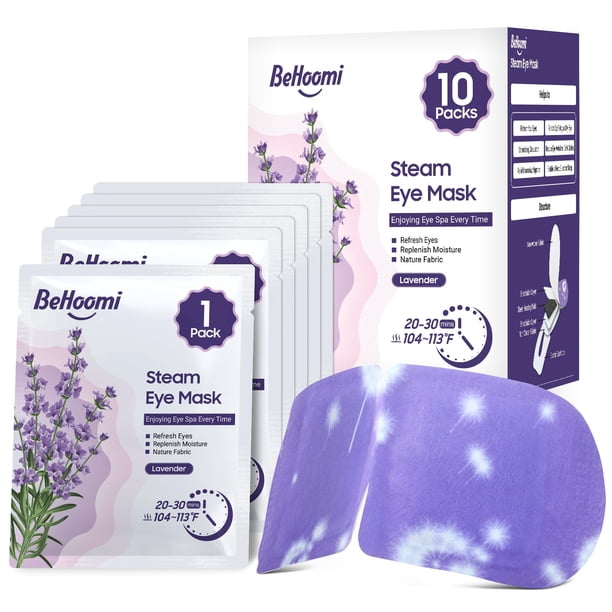Mascarilla de Vapor para Ojos BeHoomi con Lavanda Calefactable 10 Unidades Desechables