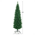 thumbnail image 2 of 6FT Slim Pencil Christmas Tree with 400 Realistic PVC Branches, Artificial Slim Christmas Tree with Metal Base, Slim Fir Xmas Tree for Holiday Decoration, 2 of 9