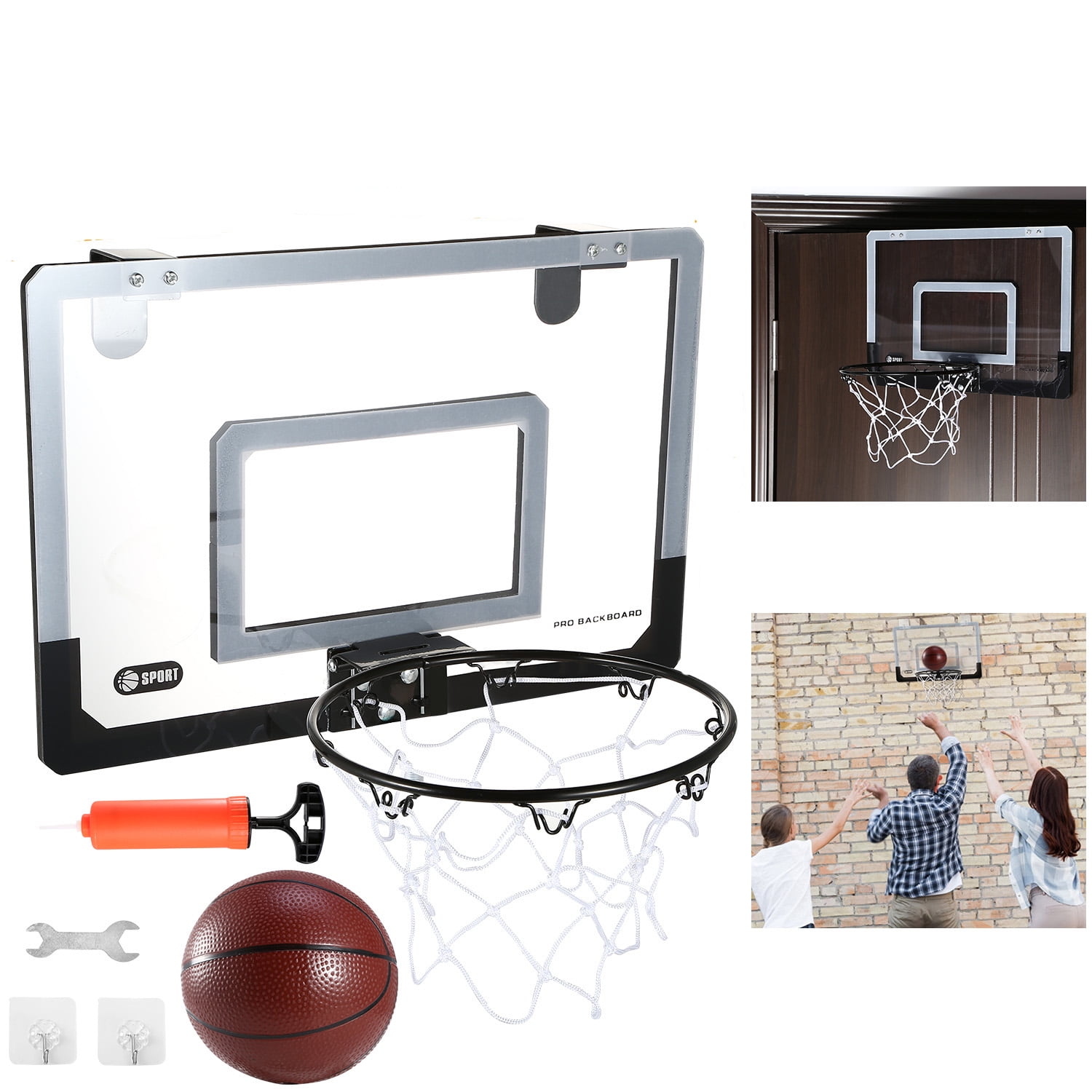 iMountek Pro Mini Basketball Hoop with Ball,Standard 17.9'x 12',Indoor outdoor Backboard System for Home Office Room Hoop Over The Door