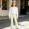 thumbnail image 2 of CAIVO Girls Casual Solid Color Flare Leg Pants For Kids Easy Comfort Everyday Wear Relaxed Fit Classic Trousers, 2 of 7