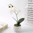 thumbnail image 4 of Orquídeas artificiales, flores de tacto real, arreglos florales grandes en macetas, centros de mesa artificiales para el hogar, sala de estar, baño, cocina, decoración (blanco, 4 of 4