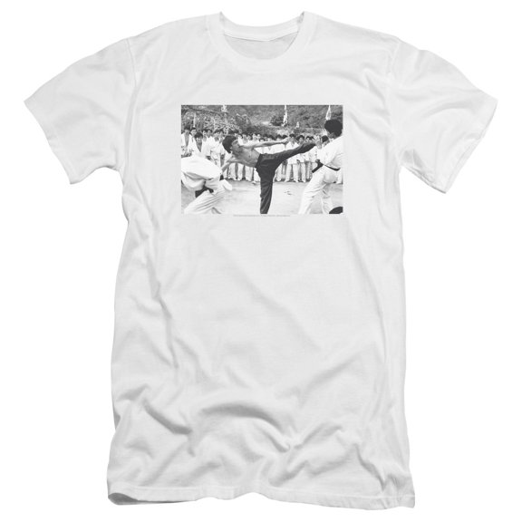 Bruce Lee Kick To The Head Premium Canvas T-Shirt Adult Slim Fit 30/1 White