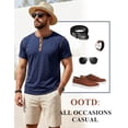 thumbnail image 6 of Mens Henley Shirts Short Sleeve Cotton Blend Slim Fit T-Shirts Breathable Moisture Wicking Athletic Casual Workout Tee, 6 of 7