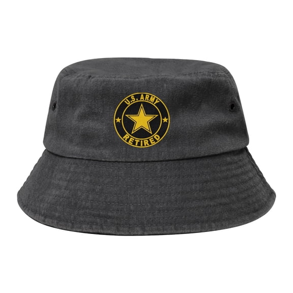 U.S Army Retired Washed Bucket Hat For Men Women Denim Bucket Hat Sun Hat Cowboy Fishing Beach Hat