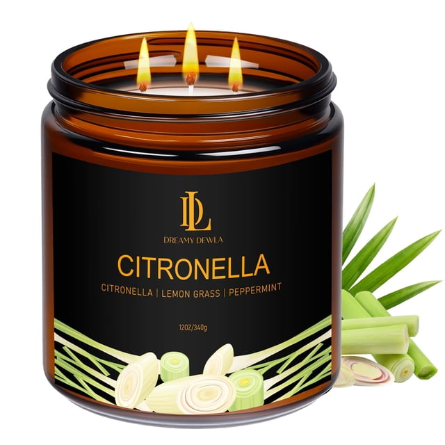 Velas de citronela DL DREAMY DEWLA, 360 ml, 3 mecha, 60 horas de combustión