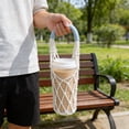 thumbnail image 6 of Uuiauoio Handwoven Drink Carrier with Handle, Eco Friendly Reusable Single Cup Holder Netting Bag for Travel Coffee Cup Hanging Carry, Cruise Drink Caddy & Decorate Your Cup, 6 of 6