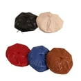 thumbnail image 6 of Faithtur Children Beret Hat Girl Boy Leather Drawstrings Solid Octagonal Hat, 6 of 7