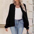 thumbnail image 5 of Stichou Women's Chunky Open Front Cardigan Sweater Long Sleeve Button Knit Short Loose Cardigan Outerwear Black M, 5 of 5