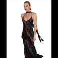thumbnail image 2 of Vestido Maxi Ajustado de Verano para Mujer, con Tirantes y Estampado Floral, Ajustado, Sin Espalda para Fiestas y Clubes Negro M, 2 of 10