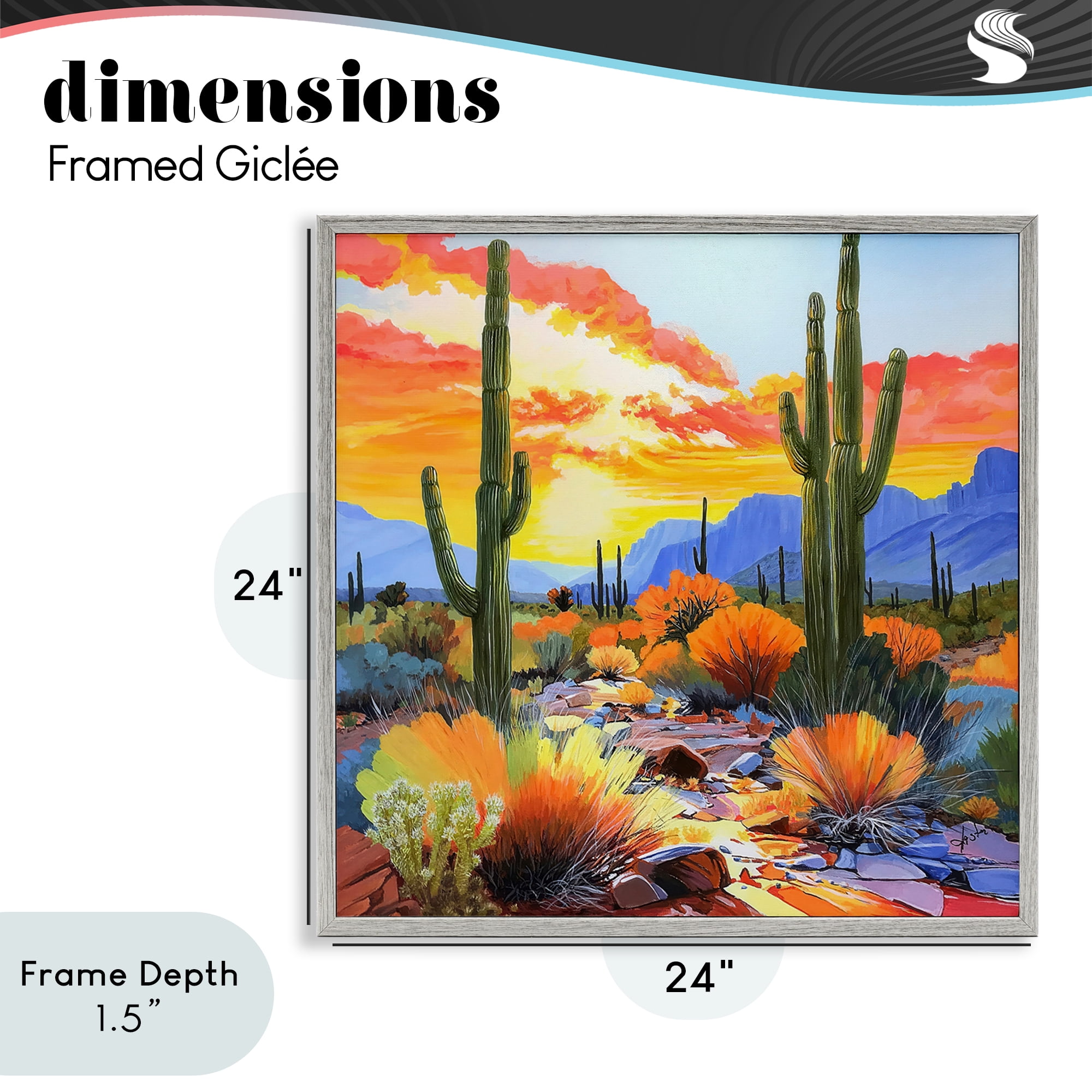 Stupell Industries Desert Splendor Cacti Gray Framed Giclee Art, design by John Jaster