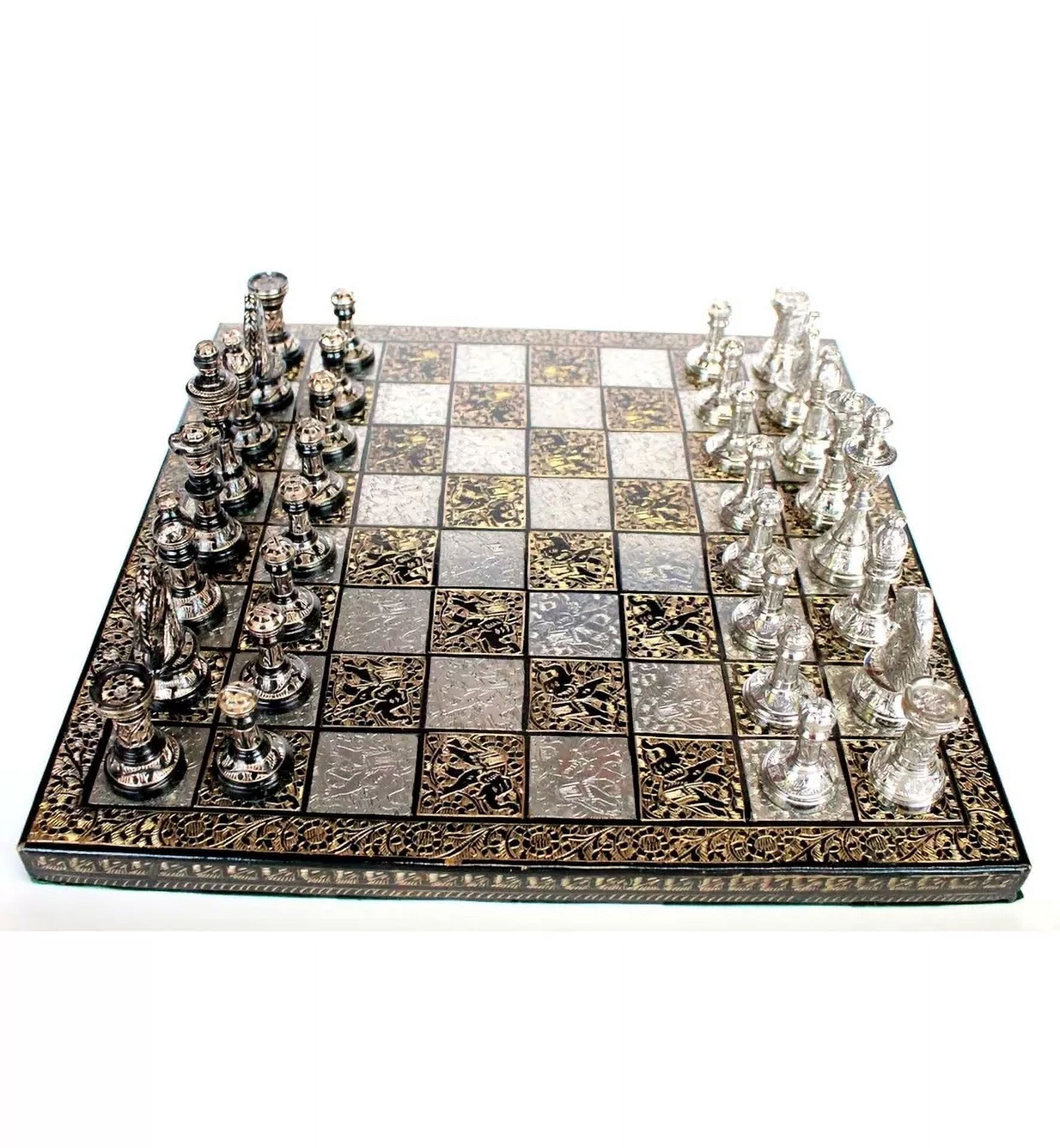 Premium Brass Made Chess Board Game Set + All Brass Pieces (12 INCHES BY 12 INCHES )