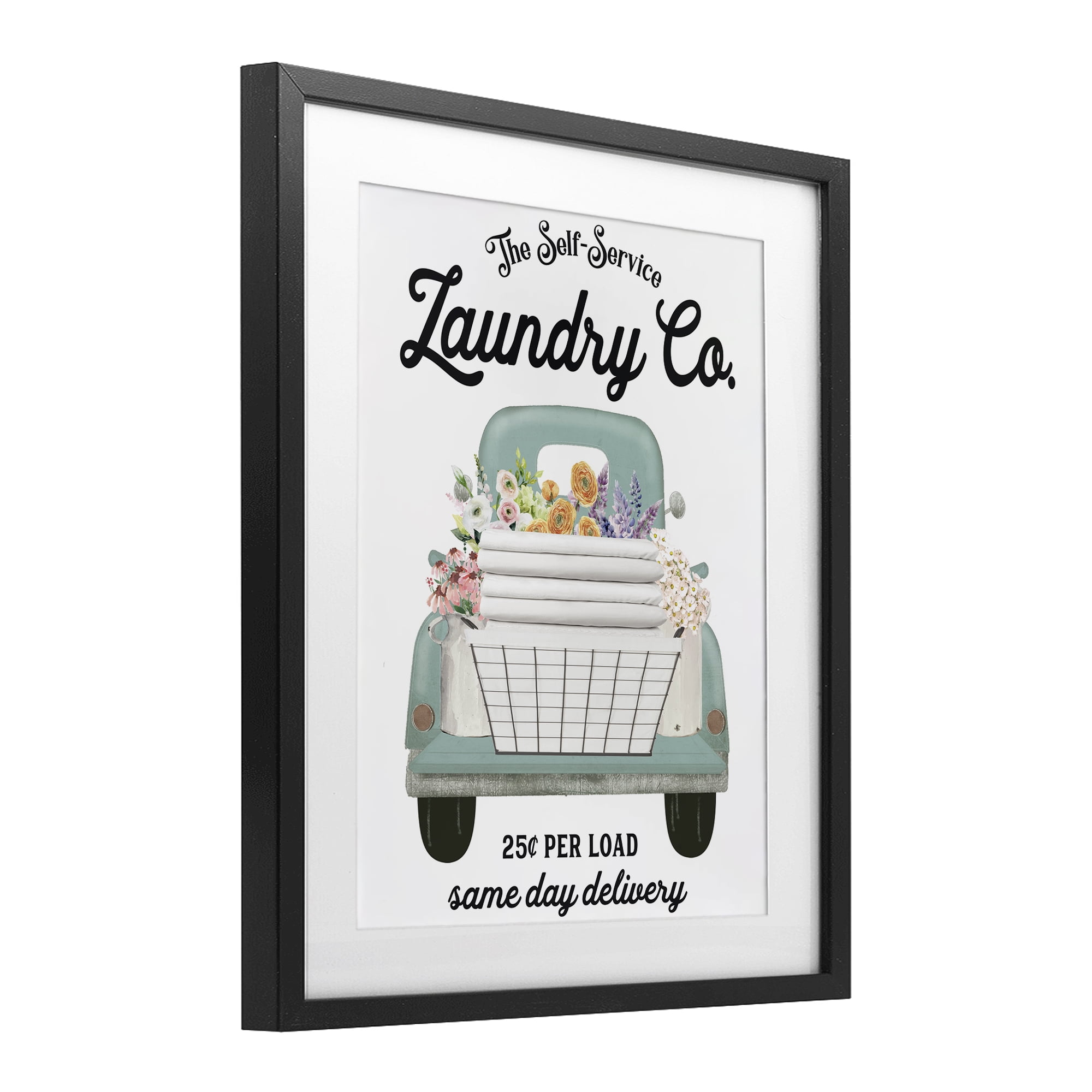 Laundry Delivery Truck Black Framed Print Under Glass, design by Lettered and Lined