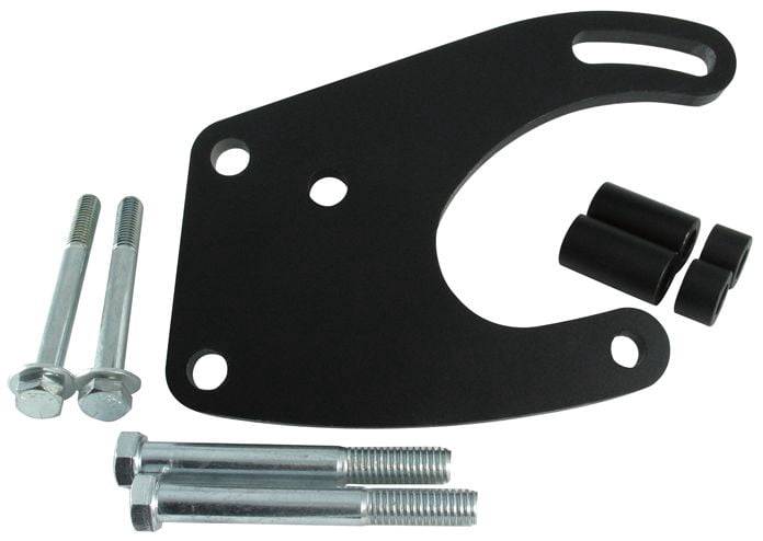 Borgeson 802409 Power Steering Pump Bracket; Painted Black Steel; Saginaw Style Pump; Incl. Hardware; Fits select: 1966-1968,1969-1970 FORD MUSTANG