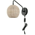 thumbnail image 6 of SAFAVIEH Grigory Tungsten Black Metal Wall Sconce with Light Brown Rattan Shade, Set of 2, 6 of 8