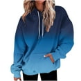 thumbnail image 2 of IROINNID Sales Hoodie for Women Fall And Winter Long Sleeve Gradient Hooded Tops Casual Versatile Loose Fit Daily Pullover with Pocket,Blue, 2 of 5