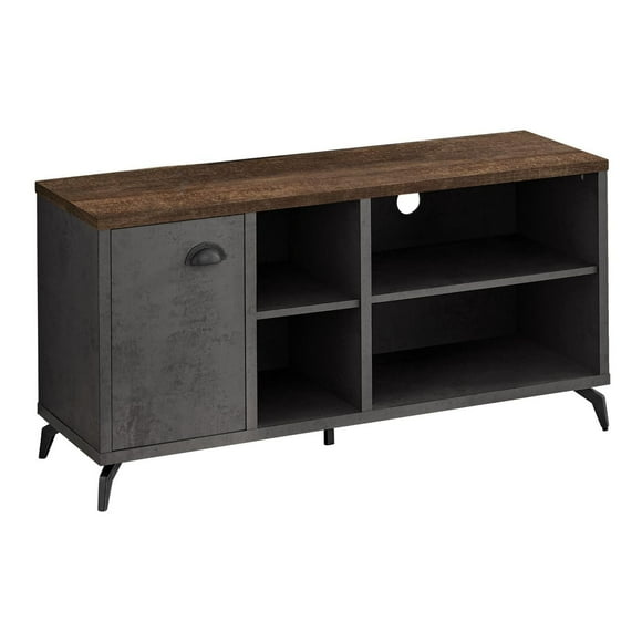Monarch Specialties Meuble Tv, 48 Pouces, Console, Centre De Divertissement Média, Unite De Rangement, Salon, Chambre À Coucher, Stratifié, Métal, Gris, Brun, Contemporain, Moderne