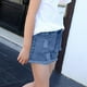 thumbnail image 4 of Odeerbi 3-14 Años Niñas Verano Pantalones Cortos de Denim Rasgados Pantalones Cortos de Jeans Lindo Color Sólido Elástico Cintura Cortos de Vaquero Con Bolsillo, 4 of 4
