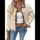 thumbnail image 2 of Chaqueta Vaquera con Botones A Presión para Mujer, Puños Holgados, Cuello A Cuadros, Abrigo Vaquero Moderno con Bolsillos, Ropa de y Otoño. Albaricoque XL, 2 of 10